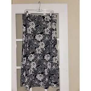 Talbots women’s navy white floral print maxi skirt elastic waist 1XP PETITE boho